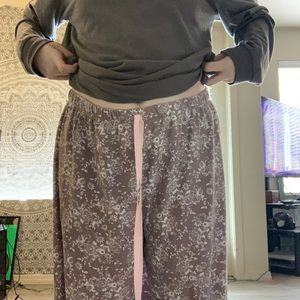 purple draw-string pajama pants
